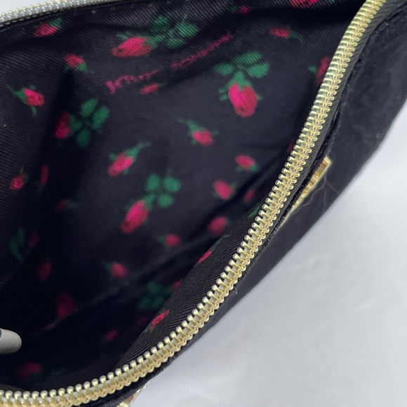 Betsey‎ Johnson Black Velvet Skull Wristlet Clutch Bag Purse - Picture 3 of 6